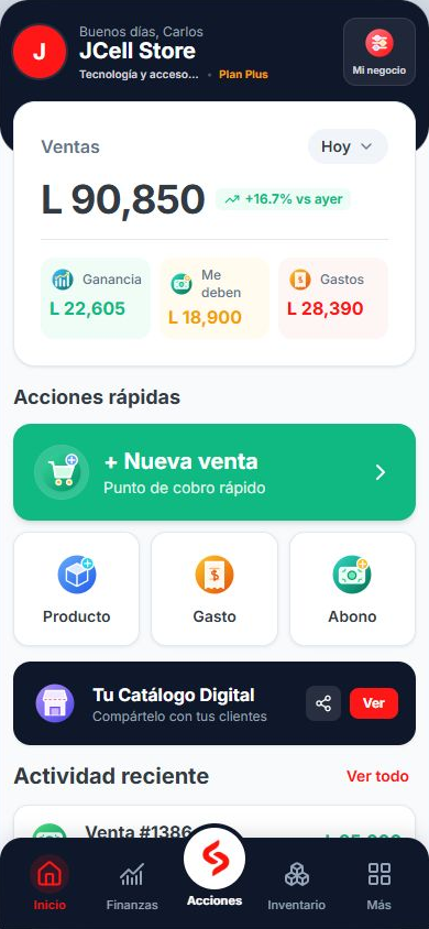 StockMóvil Plus en celular con datos de demostración
